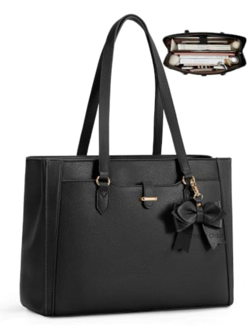 PU Leather Laptop Tote Bag for Women, 15.6" Shoulder Work Bag